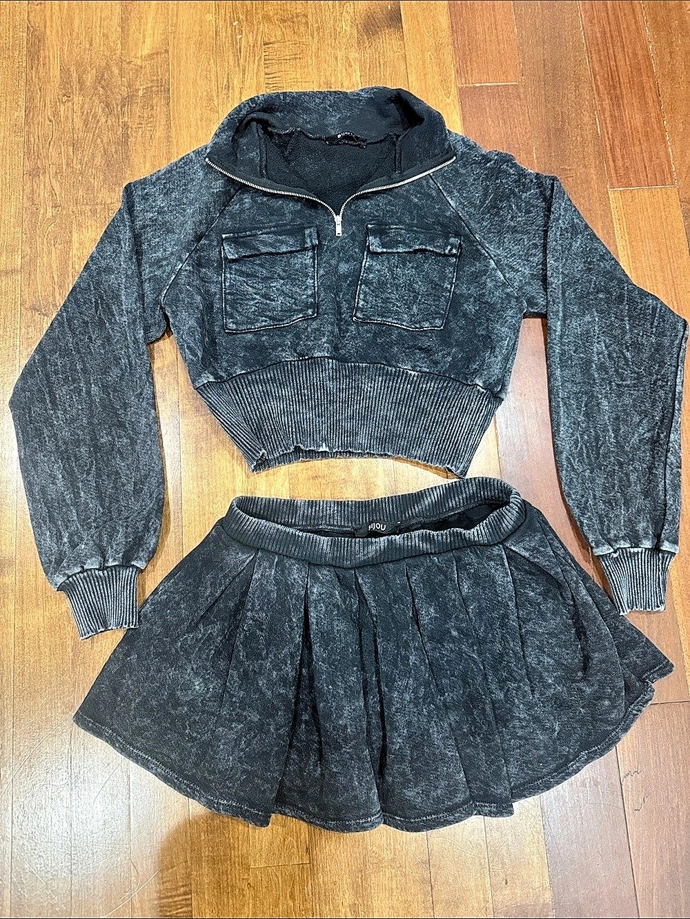 BIJOU womens Black Matching mini skirt Set